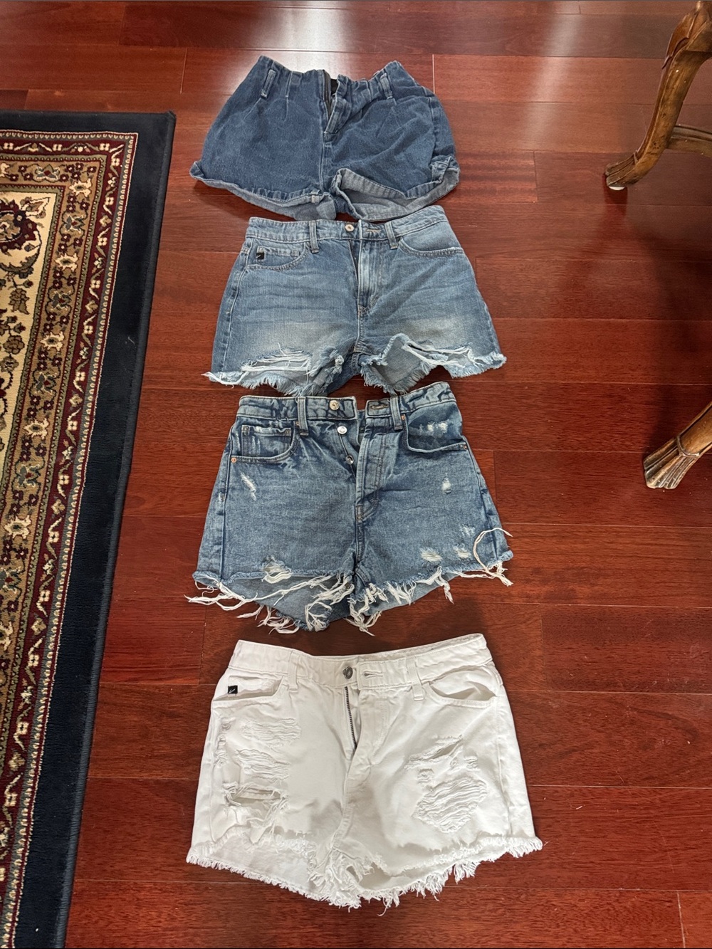 Women’s Distressed Jean Shorts - Blue & White 4 pairs lady’s 2/4